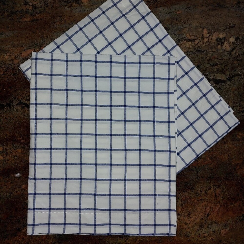 2 Cremieux Maxwell Design Standard Cotton Pillow Shams Blue & White
